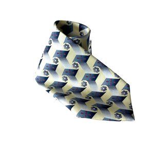 J.T. Beckett Men's Necktie Tie Yellow Red Grey‎ Geometric Abstract 100% Silk